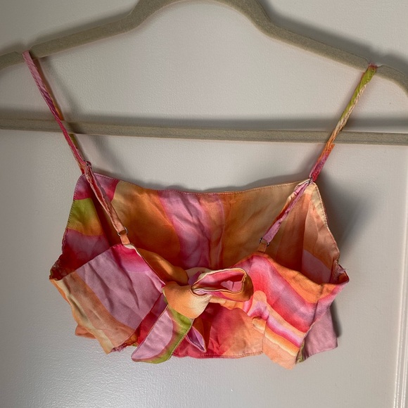 💛💗💚 Bershka Multicolor Swirl Print Crop Top – Size Small - Picture 2 of 3